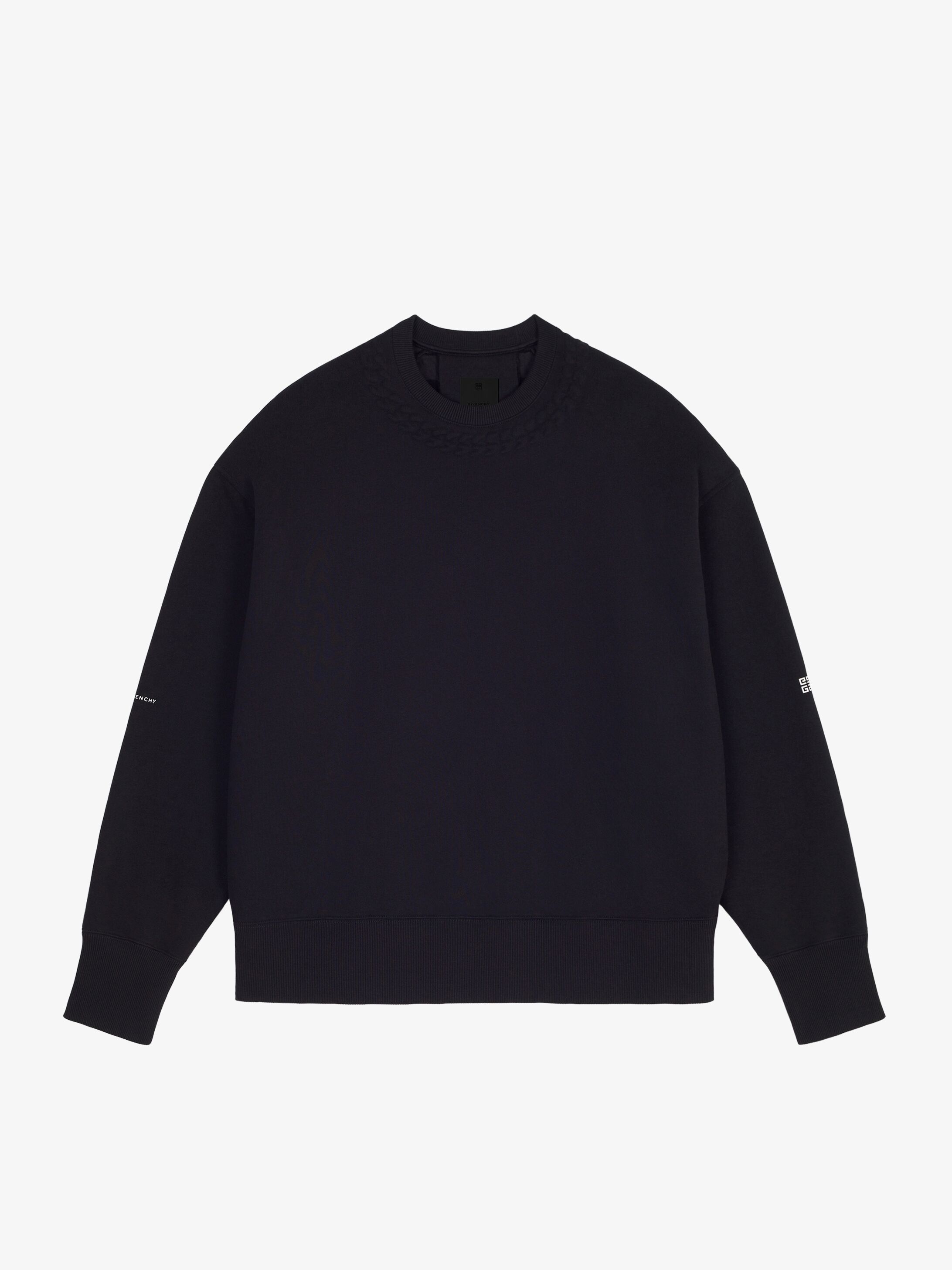 Oversized sweatshirt with embossed chain collar